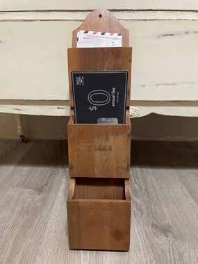 Vertical Wooden Wall Mail & Organizer - Brown